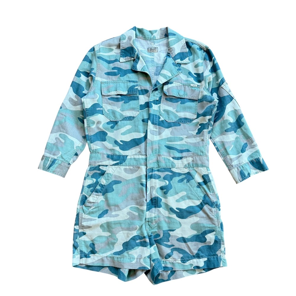 Mother The Fixer Short Romper Green Camo Utility Jumpsuit 9444-813 L - Picture 3 of 14